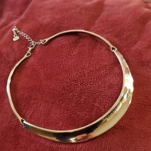 Silver choker type necklace